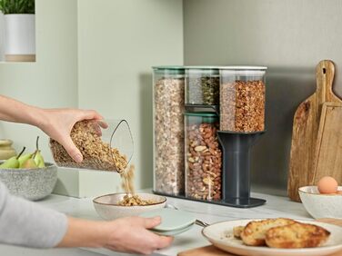 Набір Joseph Joseph з 5 контейнерів для зберігання продуктів на кухні, герметичні з функціональним тримачем, сірий