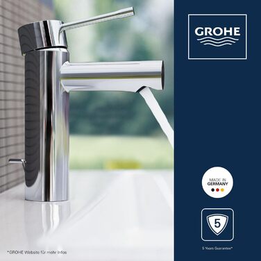 Змішувач для ванної кімнати GROHE Essence, водозберігаючий, хром, 17 см, з витяжною штангою