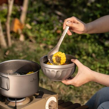 Титанові миски iBasingo з подвійними стінками 500мл та 800мл: для вівсянки, їжі, рису, супу. Легкі, портативні, металеві миски для кемпінгу та відпочинку на природі. Модель Ti1169t