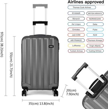 Набір валіз KONO Hartschale Trolley 3шт (Сірий, Рожевий) з 4 колесами для подорожей