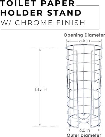 Постачає окремо стоячий тримач для туалетного паперу з дротяною рамою, матовий нікель (хром, 1 упаковка)