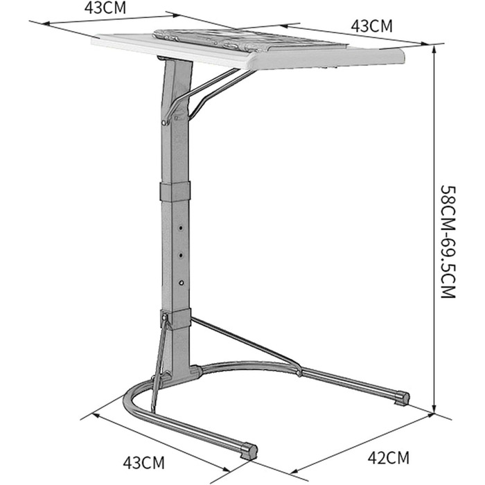 Складаний столик для ноутбука NICEME: регульована висота та кут нахилу, 43x43 см, чорний