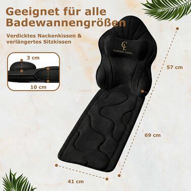 Подушка для ванни повний корпус (126x41 см) з підголівком (13 см) - біла (темно-сіра) - підтримка шиї, спини та ніг + сумка для прання та подорожі