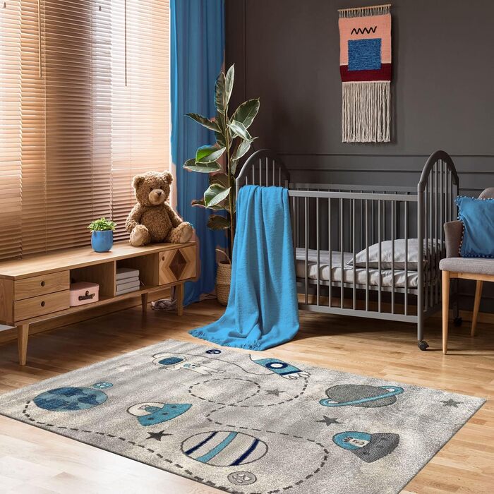 Дитячий килимок Дитячий килимок з коротким ворсом Baby Grey для хлопчиків і дівчаток, Розміри (120 х 170 см)