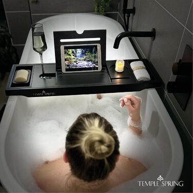 Підставка для ванни Temple Spring з дерева, чорна: органайзер для ванни, аксесуари для ванної кімнати