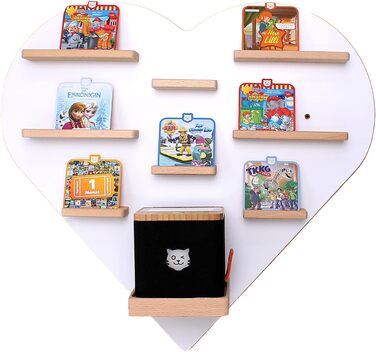 Серце полиці BOARTI Tigerbox підходить для tigerbox Touch і 36 tigercards, дитяча полиця для ігор і колекціонування (Біла)