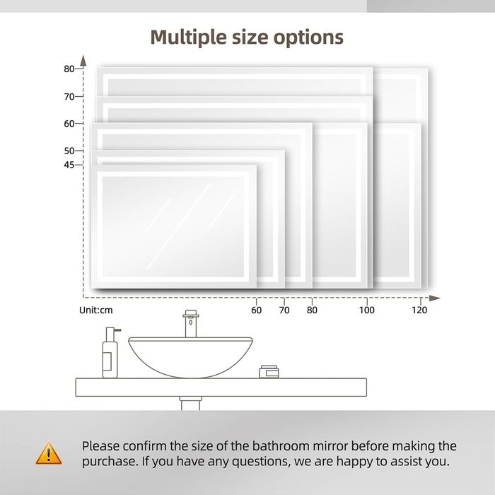 Дзеркало для ванної кімнати з LED-підсвічуванням Dripex 50x70 см, Touch-перемикач, антизапар, холодне біле світло 6400K, енергозберігаюче