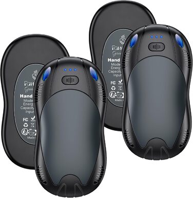 Електричні грілки для рук FANDLISS з акумулятором 10000mAh, двосторонній нагрів, магнітний набір 2 шт., USB, 3 режими нагріву, для кемпінгу та активного відпочинку, подарунок