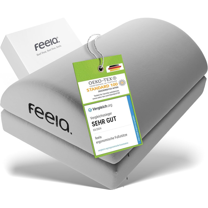 Підставка для ніг під стіл Feela® – ергономічна підставка для ніг, footrest, foot rest, срібна. Без термосумки