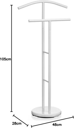 Металева вішалка для одягу IDIMEX LAURENZ з полицями та вішалкою для штанів, білий колір