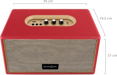 Ретро Bluetooth колонка Bennett & Ross BB-860RD Blackmore у шкіряній обробці, 2x30 Вт, USB MP3-плеєр, AUX, червона