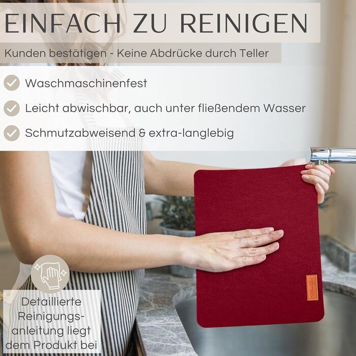 MAHEWA® Преміум комплект підкладок під тарілки з фетру, 6 шт. (Антрацит/Коричневий, Бордовий) - нековзні, миючі, для дому