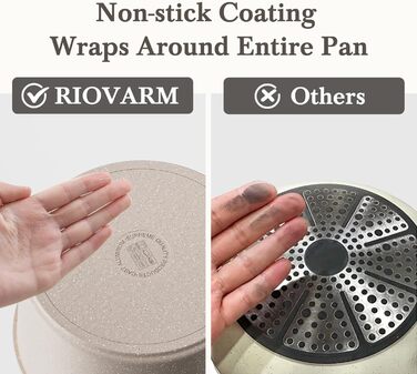 Набір посуду RIOVARM з індукційним дном, антипригарне покриття з граніту, знімні ручки, силіконові кришки, без PFOA. Каструлі та сковорідки