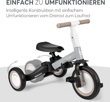 KikkaBoo FLIP 5-в-1 Триколісний велосипед для дітей від 1 року з ручкою, трансформер до бігобіла (сірий)