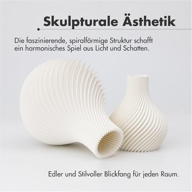 Ваза NATUMO Design 'Bulba' – сучасна ваза для квітів з міцного пластику (біла, 18 см)