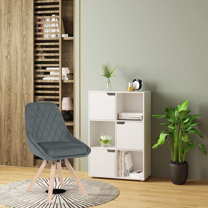 Крісла для їдальні WOLTU, набір 2 шт., поворотні, для кухні, вітальні, їдальні, з оксамитовим покриттям, на букових ніжках, до 150 кг, темно-сірий