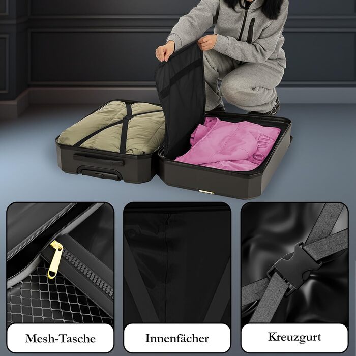 Набір валіз ONAIR 3 шт. (S, M, L) – чорний & золотий. Водовідштовхуюча жорстка оболонка, TSA-замок, тихі колеса, міцний ABS-пластик. Ідеально для подорожей.