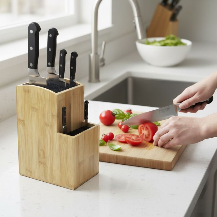 Блок для ножів Relaxdays з бамбука, 2 ящики