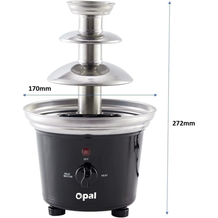 Шоколадний фонтан Opal - фонтан з нержавіючої сталі, електричний 3-ярусний, 500 мл, 90 Вт, для бранчу, вечірок, свят (OCF17)