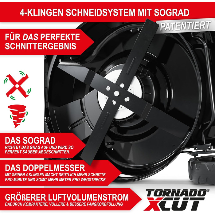 Бензиновий газонокосарка 5-в-1 з потужним двигуном 4.9 PS, 4-тактний, об'єм 173 см³, ширина косіння 46 см, 60л травозбірник, Radantrieb, комплект для мульчування та бічний викид