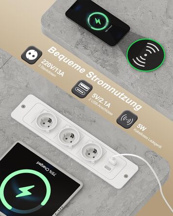 DEVOKO Стол для роботи з регулюванням висоти 140 x 70 см з розеткою, бездротовою зарядкою та USB – Електричний стіл для комп'ютера з функцією пам'яті та кабельною організацією – Ідеально для геймінгу та офісу, сірий 140 x 70 см