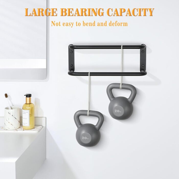 Тримач для рушників подвійний, нержавіюча сталь 304, 40 см, чорний. Настінний тримач для рушників у ванну та кухню. Набір для ванної кімнати