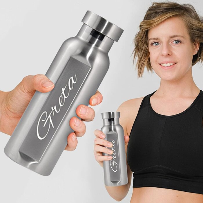 Ланчбокс з нержавіючої сталі з гравіюванням імені + пляшка для води – 800 мл, 470 мл, з роздільником, захист від протікання, бенто-бокс – подарунок, 1 вересня, спорт, відпочинок на природі