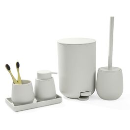 Набір для ванної кімнати Badset Beige: 5 предметів (сміттєвий контейнер, тримач для щітки, дозатор мила, стакан для зубної пасти, піднос)
