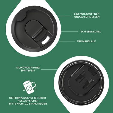 Кружка для кави та чаю Ideus® 470 мл (16 oz) з подвійними стінками, з нержавіючої сталі, з нековзним ручним тримачем та кришкою-відкидним модулем, великий об'єм (Червоний Зебра) (Зелений Зебра)