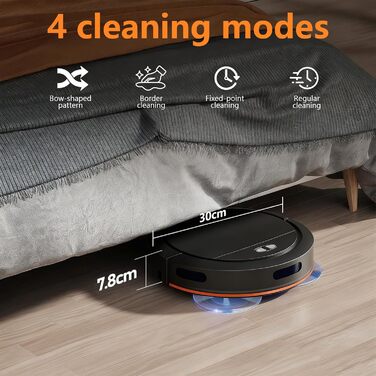 Робот-пилосос YEOOIYCW з функцією миття, 4000Pa, навігація, 150 хв роботи, керування через додаток, для шерсті тварин та килимів (білий)