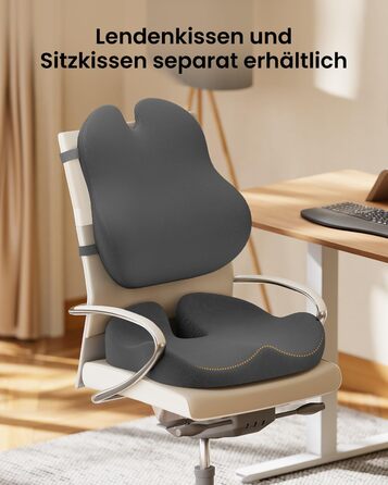 Підпорка для спини ProtoArc з Memory Foam: ергономічна подушка для офісного крісла, авто та робочого столу. Підтримка попереку, дихаюча тканина, регульовані ремені (сірий)