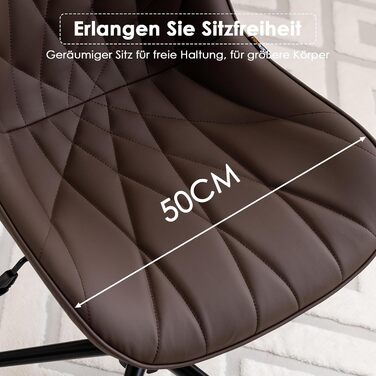 Офісний стілець YOUTASTE з візерунком листя, ергономічний, регульований по висоті, з функцією гойдання, без підлокітників, шкіряний, для дому та офісу (колір: коричневий)