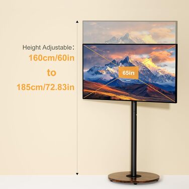 Підставка для телевізора Unho з регульованою висотою та коліщатками, для екранів 40-75 дюймів, VESA 600x400 мм (чорний)