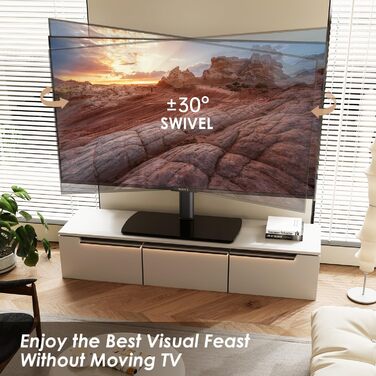 Універсальна підставка для телевізора FITUEYES 43-85'' до 50 кг, сумісна з плоскими та вигнутими TV, обертається, регулюється по висоті, VESA 600x400