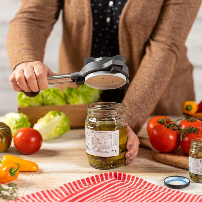 Відкривачка для кришок Kuhn Rikon Deluxe Gripper, сіра, легко відкриває кришки, підходить для гладких та зрізаних кришок