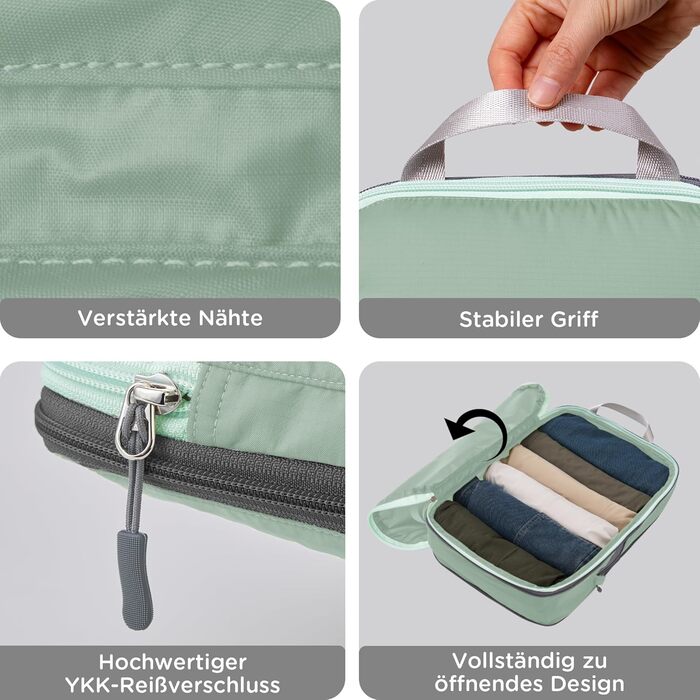 Набір компресійних органайзерів для одягу в дорогу Cipway, ультралегкі сумки-пакувальники для валізи та рюкзака, 3 шт., шавбрия зелений