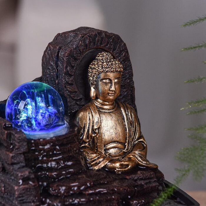 Декоративний фонтан Zen'Light Zimmerbrunnen: для дому, офісу, медитації, LED-підсвітка, H 18 см