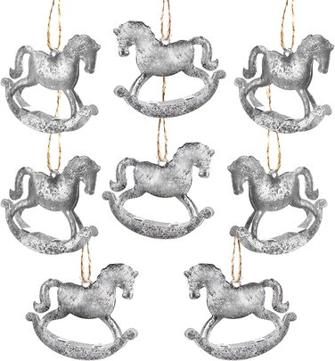 Журнал видавництва 8 різдвяних підвісок для ялинки конячки-качалки металеві декоративні Різдвяні підвіски 6 см кінь (срібло)