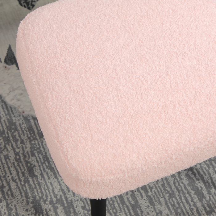 HOMCOM Footstool Квадратний табурет рожевого кольору з кашеміровим виглядом і сталевими ніжками, ідеальна підставка для ніг для вітальні та спальні