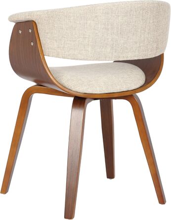 Стільці для їдальні CLP Bruce з тканинним покриттям, дерев'яним каркасом, чорного кольору для їдальні або кухні | Крісло витримує до 150 кг, колір: Кремовий, колір каркасу: горіх (горіх)