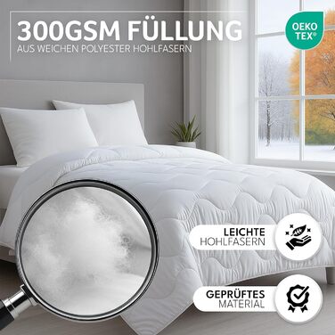 Пухова ковдра Gentle North 220x200 см - всесезонна ковдра для алергіків, м'яка та пухнаста, придатна для прання при 60°C