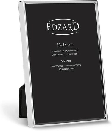 Рамка для фотографій EDZARD Otto, 13x18 см, посріблена, стійка до потемніння, оксамитова спинка, в комплекті 2 вішалки, макс. 50 символів