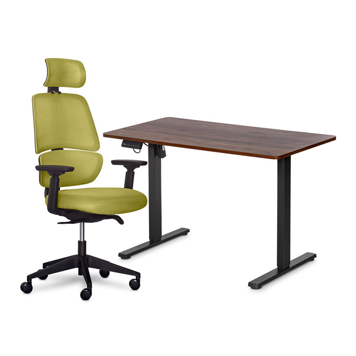 Комплект Mealux PowerDesk Lite Walnut + Leo Air Plus Green (арт. EVO-201 Lite Walnut /B +Y 546 KZ)