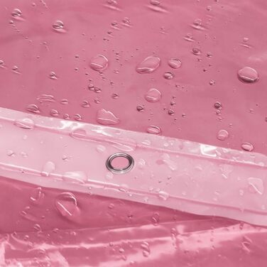 Душовий завіс Barossa Design, міцний, товстий, водонепроникний, з кільцями та магнітами, прозорий, 182.9 x 182.9 см, рожевий