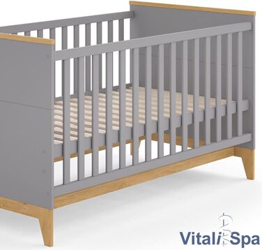 Дитяче ліжко VitaliSpa Malia, /Дуб, 143,2 x 81 см (Сірий, ліжечко без матраца)