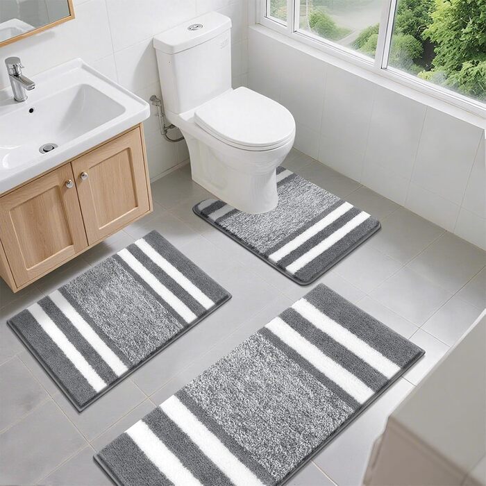 Набір килимків для ванної кімнати з мікрофібри, 60 x 120 см, 50 x 80 + 50 x 120 + 50 x 60 см, набір, рушники для ванної, килимки для душу, антиковзаючі, для вітальні, спальні, темний сірий