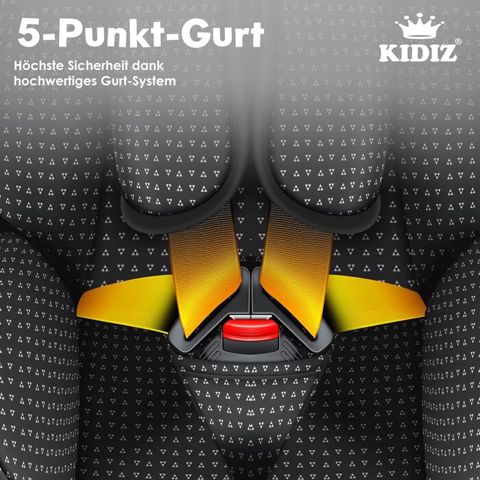 Дитяче автокрісло KIDIZ® Triangle Premium - 9-36 кг, 1-12 років, Група 1/2/3, чорний | Автокрісло, автокрісло-крісло