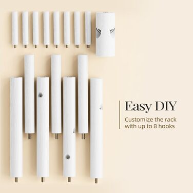 Підвісна шафа Pipishell для одягу, вішалка для курток, 8 гачків, природа (білий)