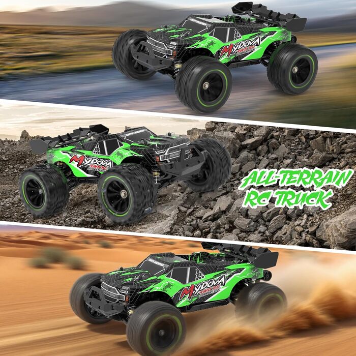 Радіокерований позашляховик RC Monstertruck 2.4GHz, 25 км/год, великий розмір, знімний, для дорослих та дітей (зелений)