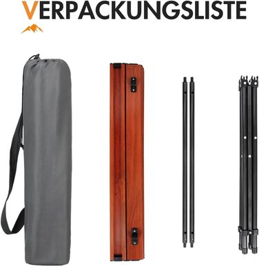 Складаний кемпінговий стіл PORTAL з алюмінієвою стільницею, навантаження до 80 кг, з сумкою-чохлом для пікніка, гриля, саду та балкона, коричневий